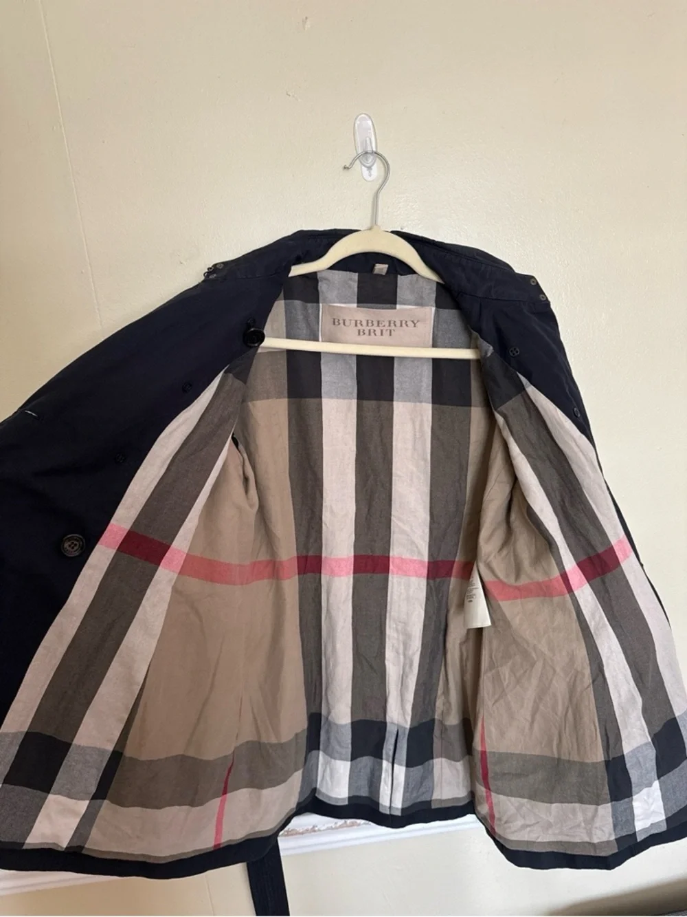Authentic Burberry Brit Trench Coat Belted Jacket Size 14 - Picture 3 of 6